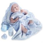 JC Toys/Berenguer - La Newborn - Deluxe La Newborn Soft Body Baby Doll, 7- Piece Premium Blue Gift Set 15.5-Inch, Designed by Berenguer Boutique - Made in Spain